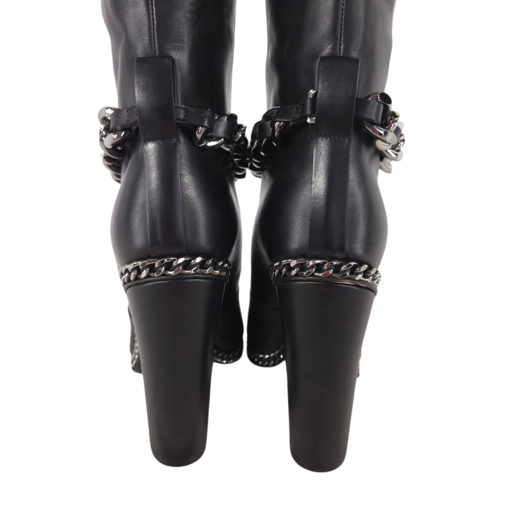 Balmain Chain Peep Toe Over The Knee Boots US 7.5 IT 37.5 Womens Black $2250 - Picture 8 of 16